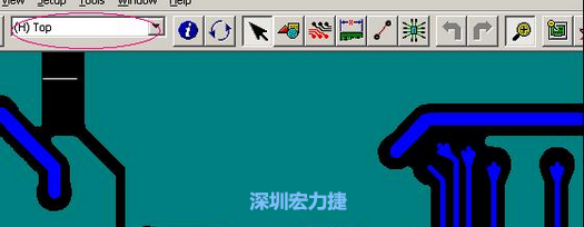 如果圖形像下圖一樣無法顯示鉆孔，只須圖（186）將紅色圈住的活動層改為當(dāng)前顯示層即可。