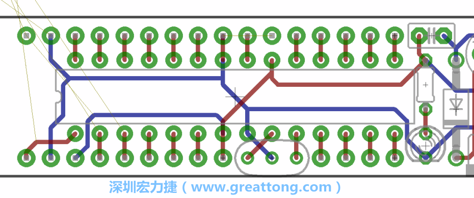 如果可以的話盡量讓接地線保持在電路板的背面，這樣它們就可以在可能范圍內(nèi)和最大的接地面連結(jié)在一起。