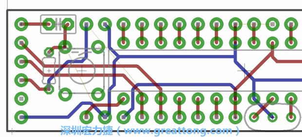 4.2. 然后在電路板的背面進(jìn)行布線。
